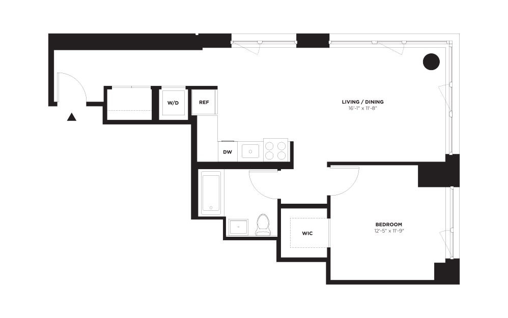 Unit D / Floor 22 - Penthouse - 1 bedroom floorplan layout with 1 bath and 768 square feet.