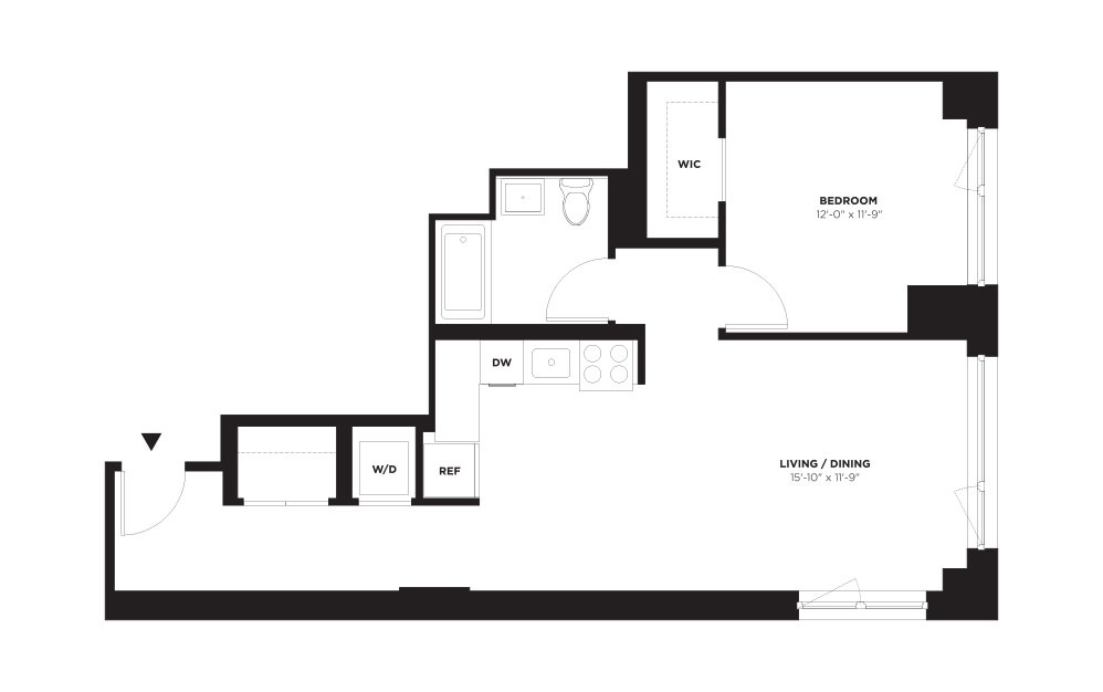 Unit A / Floor 22 - Penthouse - 1 bedroom floorplan layout with 1 bath and 776 square feet.