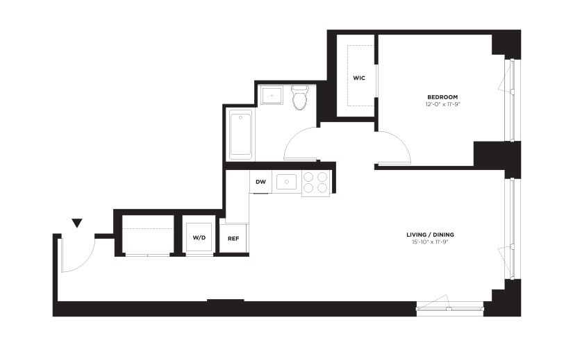 Unit A / Floor 22 - Penthouse - 1 bedroom floorplan layout with 1 bathroom and 776 square feet