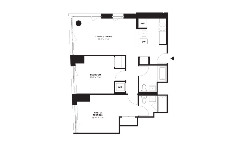 Unit C / Floor 22 - Penthouse - 2 bedroom floorplan layout with 2 bathrooms and 984 square feet